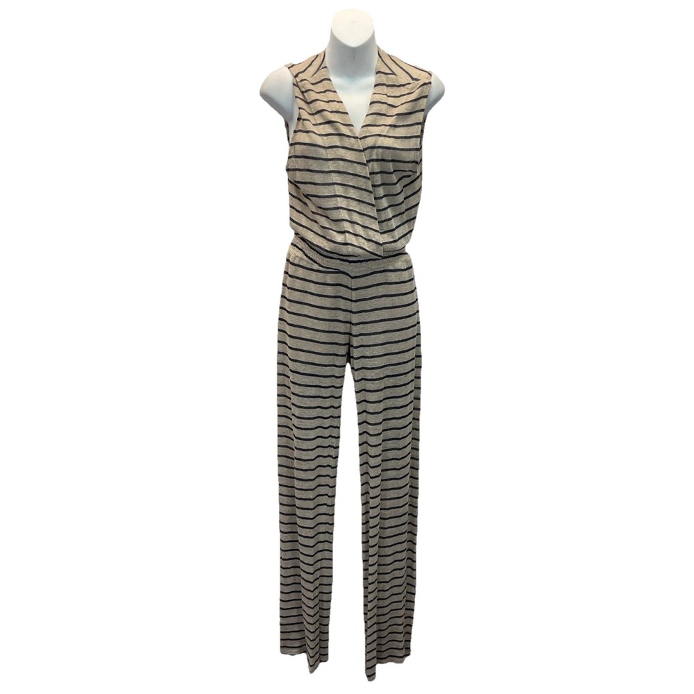 Palo Borracho‎ Linen jumpsuit striped Made in Italy Beach SZ S/MD Coastal resort